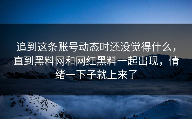 追到这条账号动态时还没觉得什么，直到黑料网和网红黑料一起出现，情绪一下子就上来了