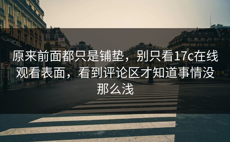 原来前面都只是铺垫，别只看17c在线观看表面，看到评论区才知道事情没那么浅