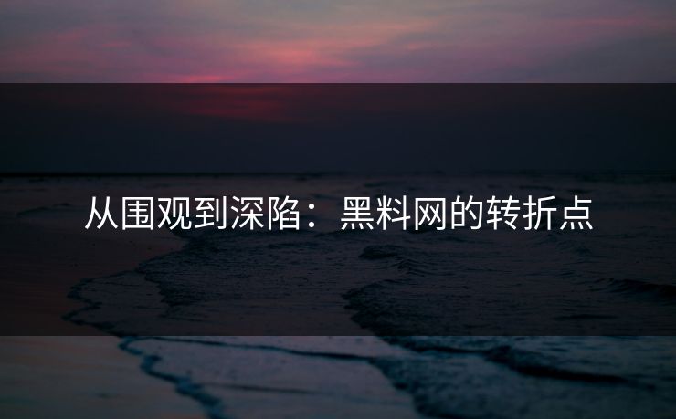 从围观到深陷：黑料网的转折点