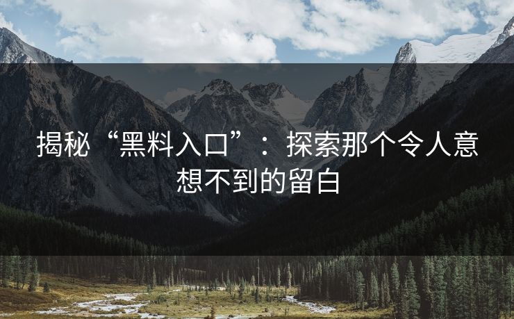 揭秘“黑料入口”：探索那个令人意想不到的留白