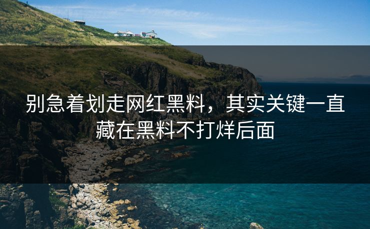 别急着划走网红黑料，其实关键一直藏在黑料不打烊后面