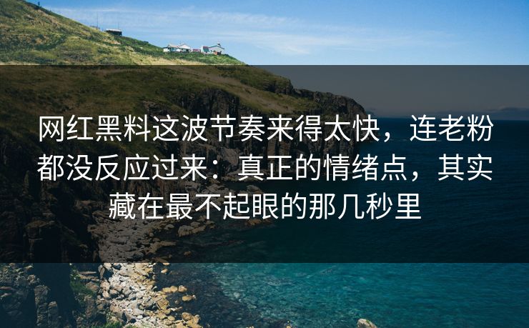 网红黑料这波节奏来得太快，连老粉都没反应过来：真正的情绪点，其实藏在最不起眼的那几秒里