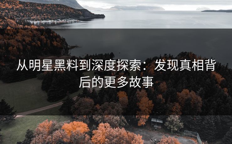 从明星黑料到深度探索：发现真相背后的更多故事