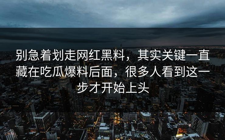 别急着划走网红黑料，其实关键一直藏在吃瓜爆料后面，很多人看到这一步才开始上头
