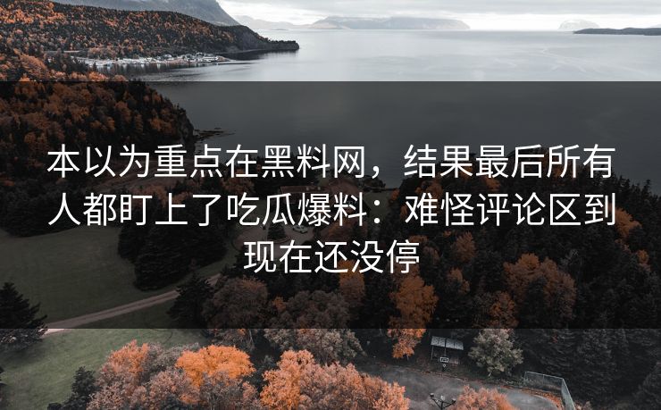 本以为重点在黑料网,结果最后所有人都盯上了吃瓜爆料:难怪评论区到现在还没停 本以为重点在黑料网,结果最后所有人都盯上了吃瓜爆料:难怪评论区到现在还没停